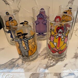 Vintage McDonalds 1970s Collector Glasses- Set of 5